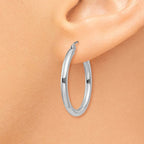 Leslie's 14k White Gold Polished 2.5mm Lightweight Tube Hoop Earrings - Image 3