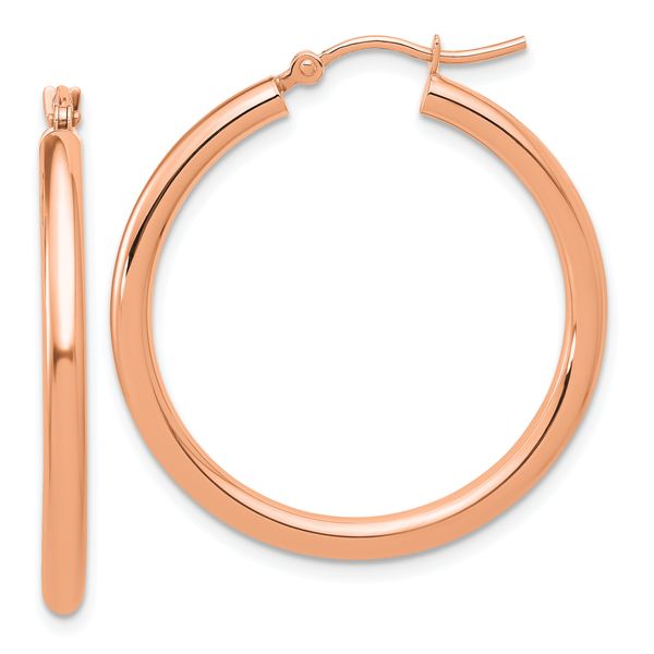 Leslie's 14k Rose Gold Polished 2.5mm Lightweight Tube Hoop Earrings
