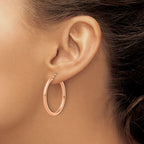 Leslie's 14k Rose Gold Polished 2.5mm Lightweight Tube Hoop Earrings - Image 3