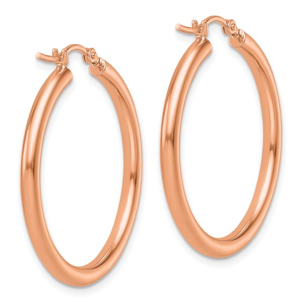Leslie's 14k Rose Gold Polished 2.5mm Lightweight Tube Hoop Earrings - Image 4