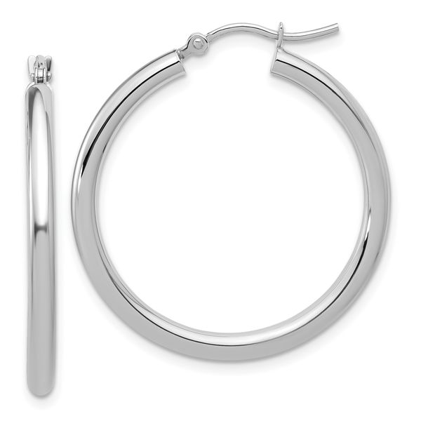 Leslie's 14k White Gold Polished 2.5mm Lightweight Tube Hoop Earrings