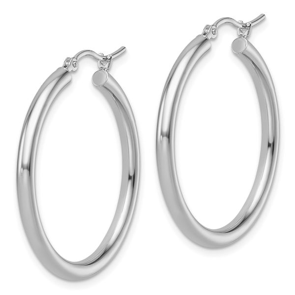 Leslie's 14k White Gold Polished 2.5mm Lightweight Tube Hoop Earrings - Image 2
