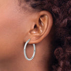 Leslie's 14k White Gold Polished 2.5mm Lightweight Tube Hoop Earrings - Image 3