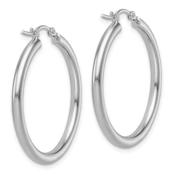 Leslie's 14k White Gold Polished 2.5mm Lightweight Tube Hoop Earrings - Image 4