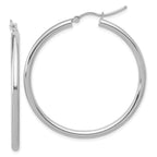 Leslie's 14k White Gold Polished 2.5mm Lightweight Tube Hoop Earrings