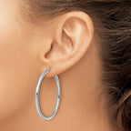 Leslie's 14k White Gold Polished 2.5mm Lightweight Tube Hoop Earrings - Image 3