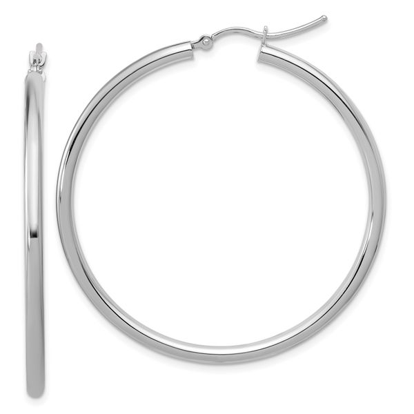 Leslie's 14k White Gold Polished 2.5mm Lightweight Tube Hoop Earrings