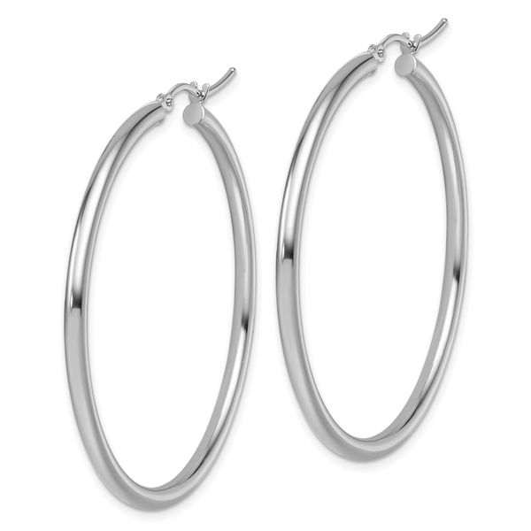 Leslie's 14k White Gold Polished 2.5mm Lightweight Tube Hoop Earrings - Image 2