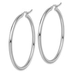 Leslie's 14k White Gold Polished 2.5mm Lightweight Tube Hoop Earrings - Image 2