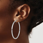 Leslie's 14k White Gold Polished 2.5mm Lightweight Tube Hoop Earrings - Image 3