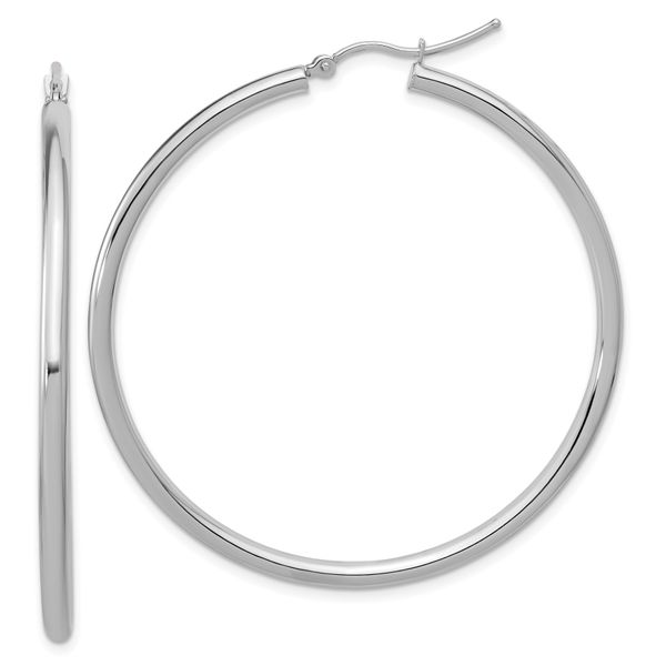 Leslie's 14k White Gold Polished 2.5mm Lightweight Tube Hoop Earrings