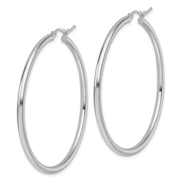 Leslie's 14k White Gold Polished 2.5mm Lightweight Tube Hoop Earrings - Image 2