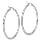 Leslie's 14k White Gold Polished 2.5mm Lightweight Tube Hoop Earrings - Image 4