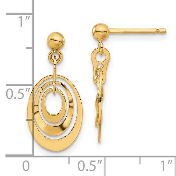 Leslie's 14K Polished Ovals Post Dangle Earrings - Image 4
