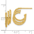 14K Polished and Hammered Post Hoop Earrings - Image 4