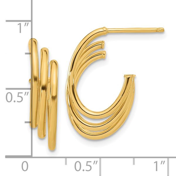 14K Polished J-Hoop Post Earrings - Image 4