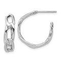 Leslie's 14K w/Wht RH-plating Polished Link Post Hoop Earrings