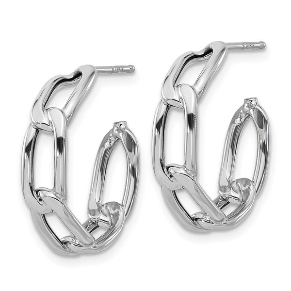 Leslie's 14K w/Wht RH-plating Polished Link Post Hoop Earrings - Image 2