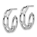 Leslie's 14K w/Wht RH-plating Polished Link Post Hoop Earrings - Image 2
