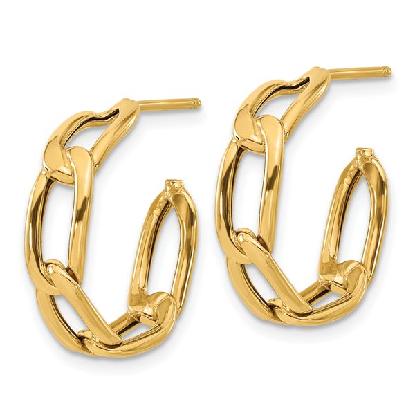 Leslie's 14K Polished Link Post Hoop Earrings - Image 2