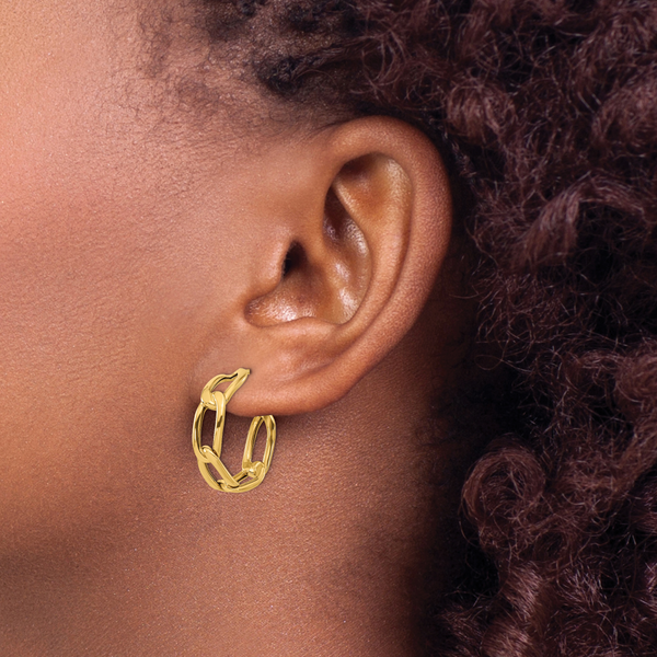 Leslie's 14K Polished Link Post Hoop Earrings - Image 3