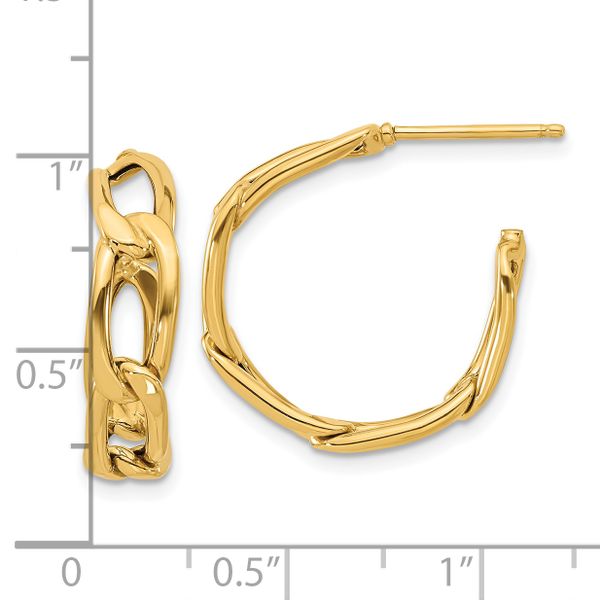 Leslie's 14K Polished Link Post Hoop Earrings - Image 4