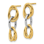 14K with Rhodium Polished Ovals Dangle Earrings - Image 2