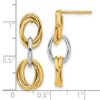 14K with Rhodium Polished Ovals Dangle Earrings - Image 4
