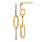 Leslie's 14K with White Rhodium Pol and Diamond-cut Link Dangle Earrings