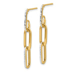Leslie's 14K with White Rhodium Pol and Diamond-cut Link Dangle Earrings - Image 2