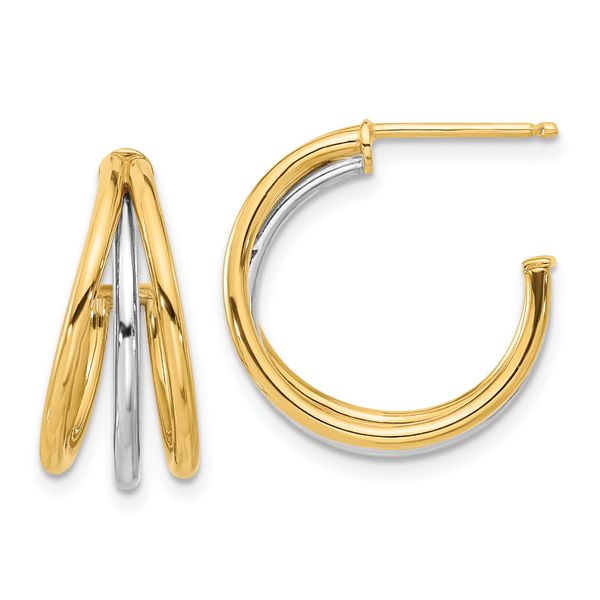 Leslie's 14K with Rhodium Polished Hoop Post Earrings