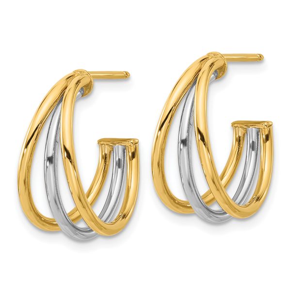 Leslie's 14K with Rhodium Polished Hoop Post Earrings - Image 2