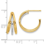 Leslie's 14K with Rhodium Polished Hoop Post Earrings - Image 4