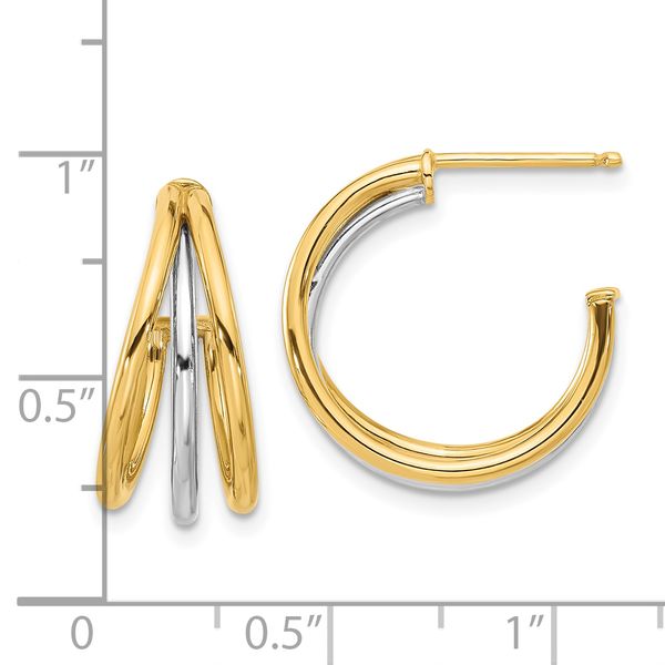 Leslie's 14K with Rhodium Polished Hoop Post Earrings - Image 4