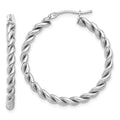 Leslie's 14K w/White RH-plating Polished Twist Hoop Earrings
