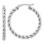 Leslie's 14K w/White RH-plating Polished Twist Hoop Earrings