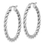 Leslie's 14K w/White RH-plating Polished Twist Hoop Earrings - Image 2
