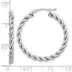 Leslie's 14K w/White RH-plating Polished Twist Hoop Earrings - Image 4