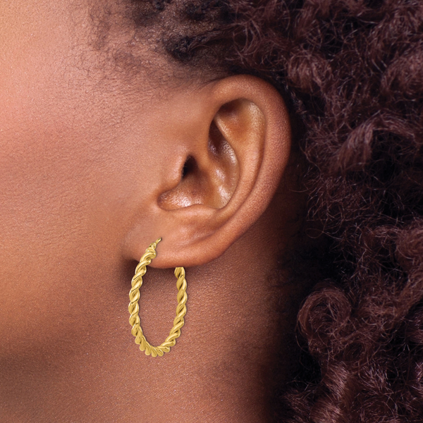 Leslie's 14K Polished Twist Hoop Earrings - Image 3