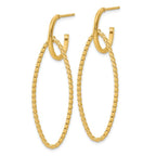 Leslie's 14K Polished and Twist Dangle Oval J-Hoop Earrings - Image 2