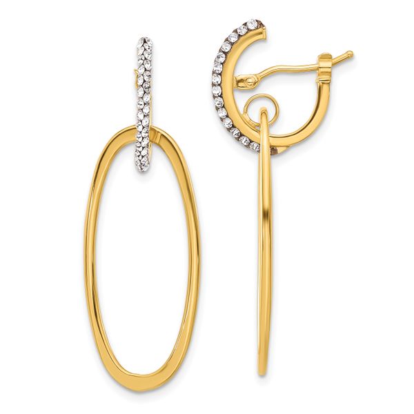Leslie's 14K Polished Crystal Oval Hoop Earrings