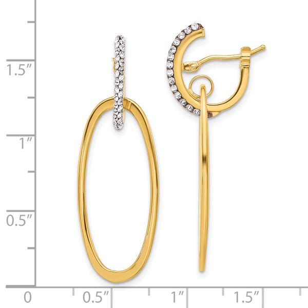 Leslie's 14K Polished Crystal Oval Hoop Earrings - Image 4