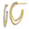 Leslie's 14K Polished Crystal J-Hoop Post Earrings