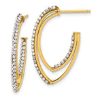 Leslie's 14K Polished Crystal J-Hoop Post Earrings