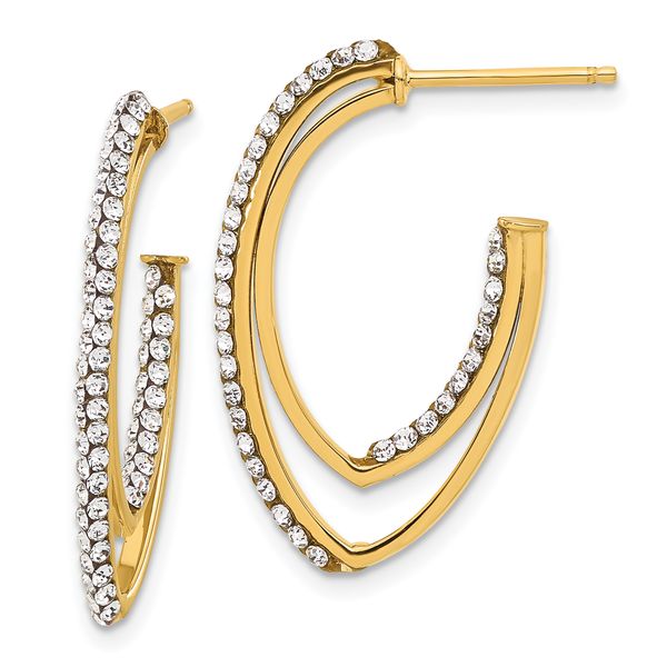 Leslie's 14K Polished Crystal J-Hoop Post Earrings