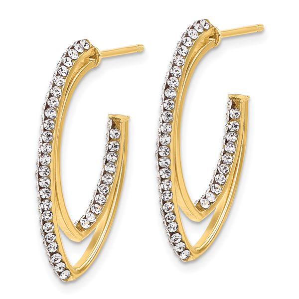 Leslie's 14K Polished Crystal J-Hoop Post Earrings - Image 2