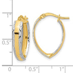 14K and White Rhodium Polished and Diamond-cut In/Out Hoop Earring - Image 4