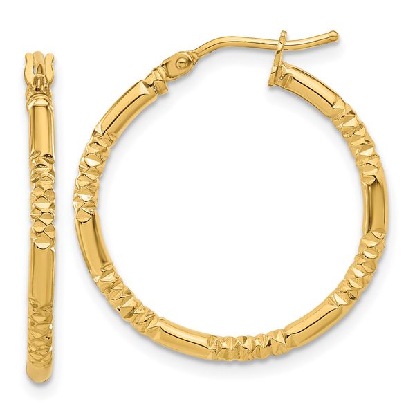 Leslie's 14K Polished and Textured Hoop Earrings