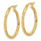 Leslie's 14K Polished and Textured Hoop Earrings - Image 2