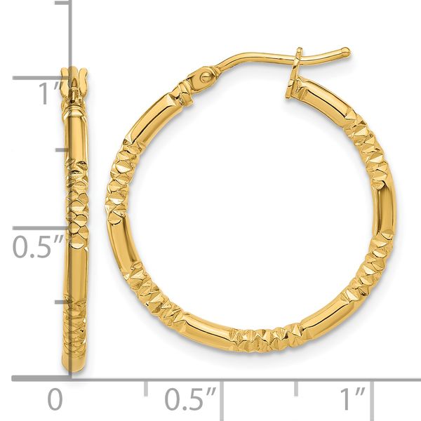 Leslie's 14K Polished and Textured Hoop Earrings - Image 4
